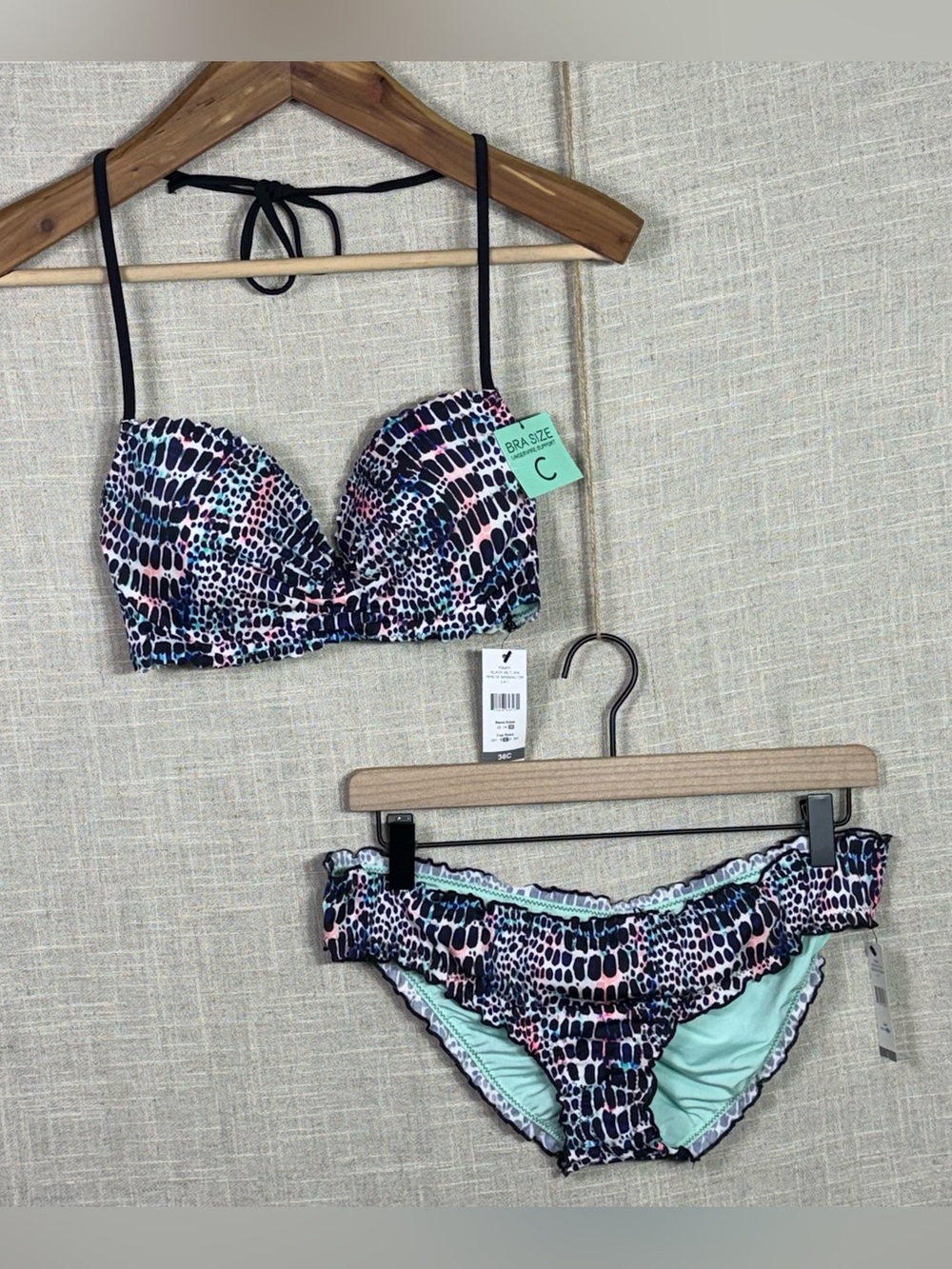 NWT 2 Piece Set Sundazed Nixie Bandeau Top 36C & Mermaid Bikini Bottoms L